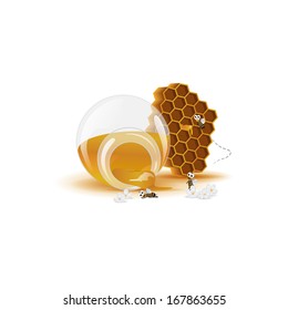 Honey Icons Set - Isolated On White Background - Vector Illustration, Graphic Design Editable For Your Design.