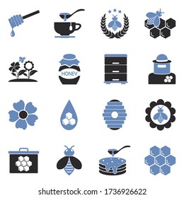 Honey Icons. Two Tone Flat Design. Vector Illustration.