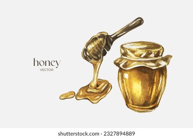 honey illustration,Hand draw watercolor set,illustration for education,
herbs and health,biology