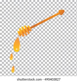 Honey isolated on a transparent background for a drop of honey stick