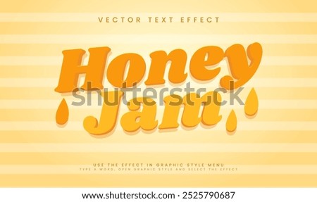 Honey jam editable vector text effect with sweet yellow cream concept