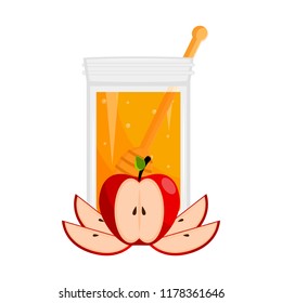 Honey jar with apples. Rosh hashanah