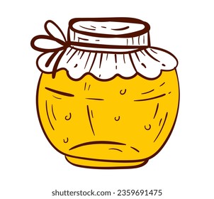 Honey jar bee food logo concept. Vector flat graphic design illustration