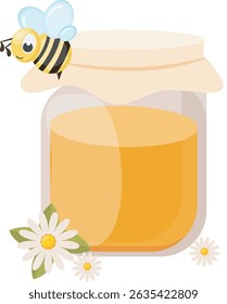 honey jar with bee illustration