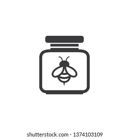 Honey Jar with bee Outlined Food Icon Breakfast - Vector