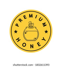 Honey jar and bee vector. Honey logo design.