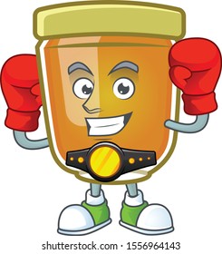 Honey in jar with boxing character shape.