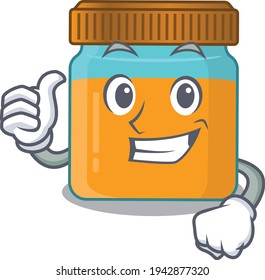 Honey jar cartoon character design showing OK finger