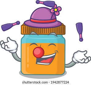 A honey jar cartoon design style succeed playing juggling