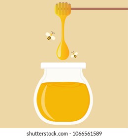 Honey jar cartoon vector. free space for text. wallpaper. background.