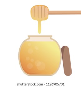 Honey jar cartoon vector. free space for text. wallpaper. background.