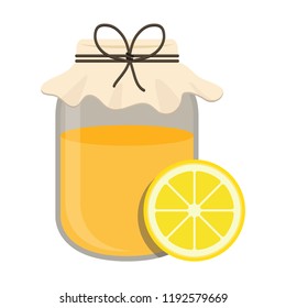 honey jar cartoon vector. free space for text.