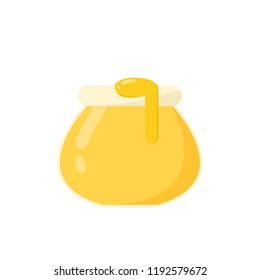 honey jar cartoon vector. free space for text.