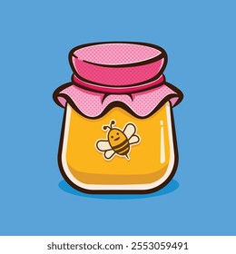 Honey Jar Cartoon Vector Icon Illustration Food Object Icon Concept Isolated Flat Cartoon