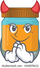 Honey jar clothed as devil cartoon character design concept