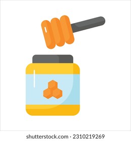 Honey jar with dipper concept vector of honey in modern style, ready to use icon