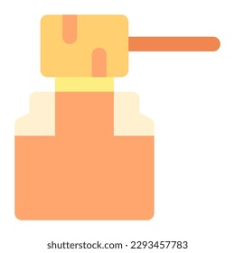 Honey jar with honey dipper in flat icon