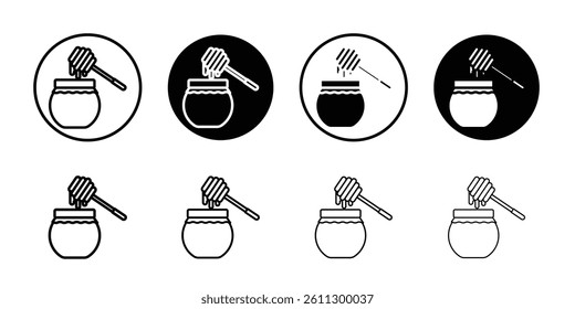 Honey jar with dipper icon Flat illustration sign