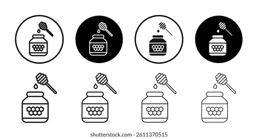Honey jar with dipper icon Flat art illustration in outline