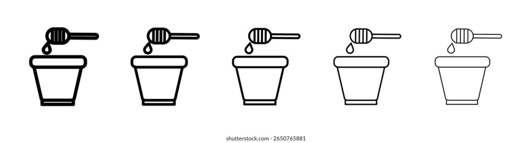 Honey jar with dipper icon isolated vector on white background set