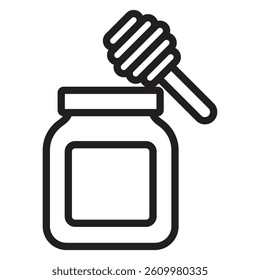 Honey jar with dipper icon Line Art Logo set