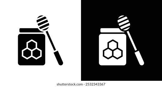 Honey jar with dipper icon linear logo isolated