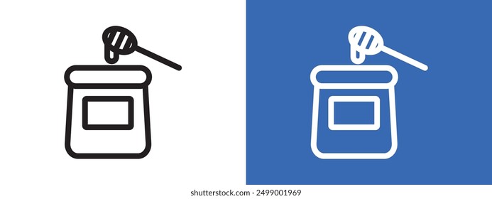 Honey jar with dipper icon logo sign set vector outline