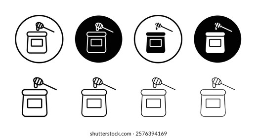 Honey jar with dipper icon logo sign set vector outline