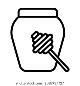 Honey jar with dipper icon Outline vector symbol sign