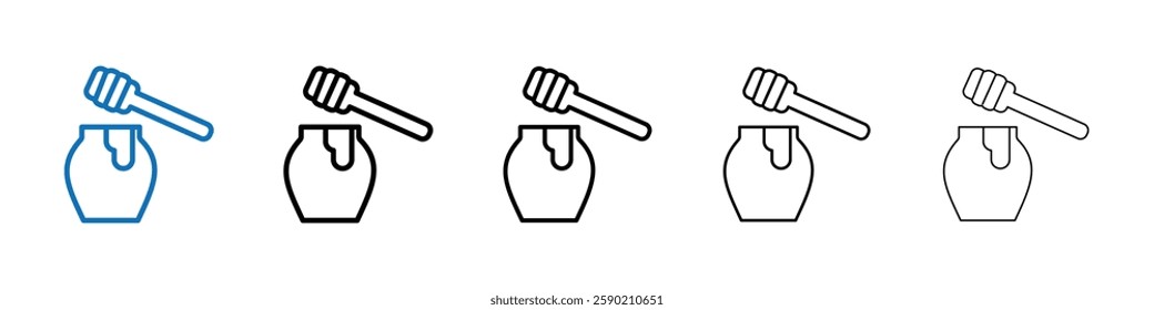Honey jar with dipper icon Outline vector logo for web ui