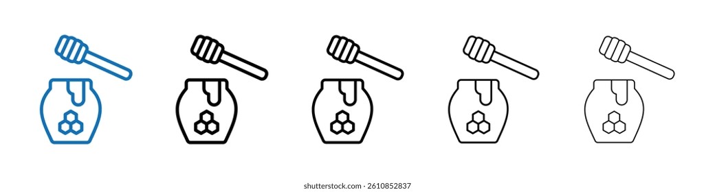 Honey jar with dipper icon Outline vector logo for web ui