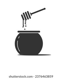 Honey jar with dipper icon stock illustration