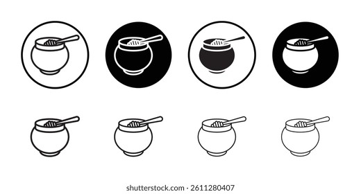 Honey jar with dipper icon Thin line art collection