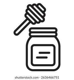 Honey jar with dipper icon Thin line illustration