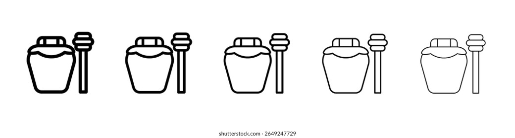Honey jar with dipper icon thin line outline set or collection