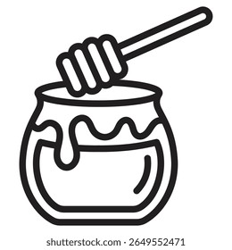 Honey jar with dipper icon vector illustration isolated sign