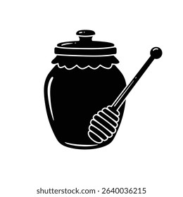 Honey jar with dipper sweet treat breakfast food