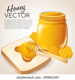 Honey Jar with Dipstick : Vector Illustration