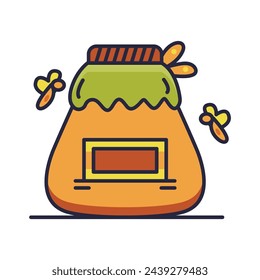 Honey in the jar with duo bee. Healthy honey from nature