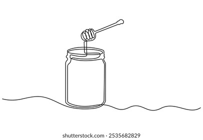 Honey Jar editável linha contínua ícone, desenho contínuo de uma linha de frascos de vidro de mel. Doce mel puro. ilustração de vetor desenhado à mão, desenho contínuo de linha única de mel doce no frasco 