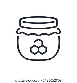 Honey jar editable stroke outline icon isolated on white background flat vector illustration. Pixel perfect. 64 x 64