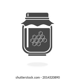 Honey Jar Flat Black Icon Vector illustration