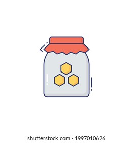 Icono plano de tarro de miel aislado en fondo blanco
