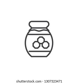 Honey jar food line icon. linear style sign for mobile concept and web design. Jar of honey outline vector icon. Symbol, logo illustration. Pixel perfect vector graphics