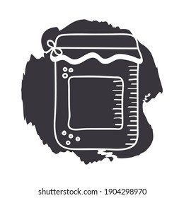 honey jar hand draw and block style icon design, healthy organic food and sweet heme Vector illustration