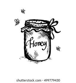 Honey jar hand drawn vector 