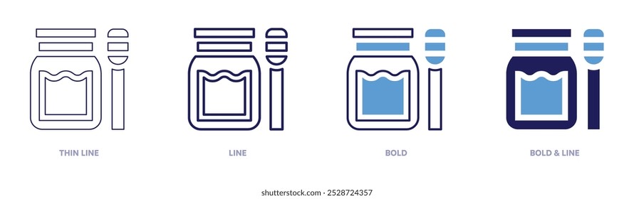 Honey jar icon in 4 different styles. Thin Line, Line, Bold, and Bold Line. Duotone style. Editable stroke.