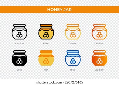 honey jar icon in different style. honey jar vector icons designed in outline, solid, colored, filled, gradient, and flat style. Symbol, logo illustration. Vector illustration