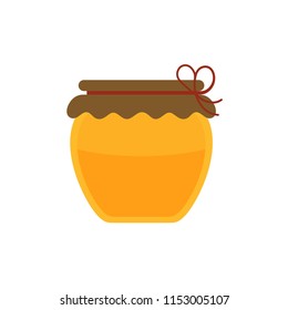 Honey jar icon in flat design.