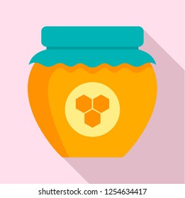 Honey jar icon. Flat illustration of honey jar vector icon for web design